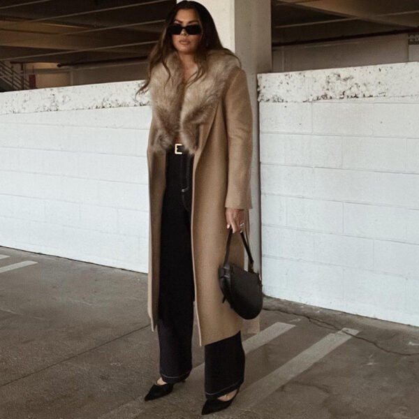 The Resort Edit — Fur Collar Long Woolen Coat Women