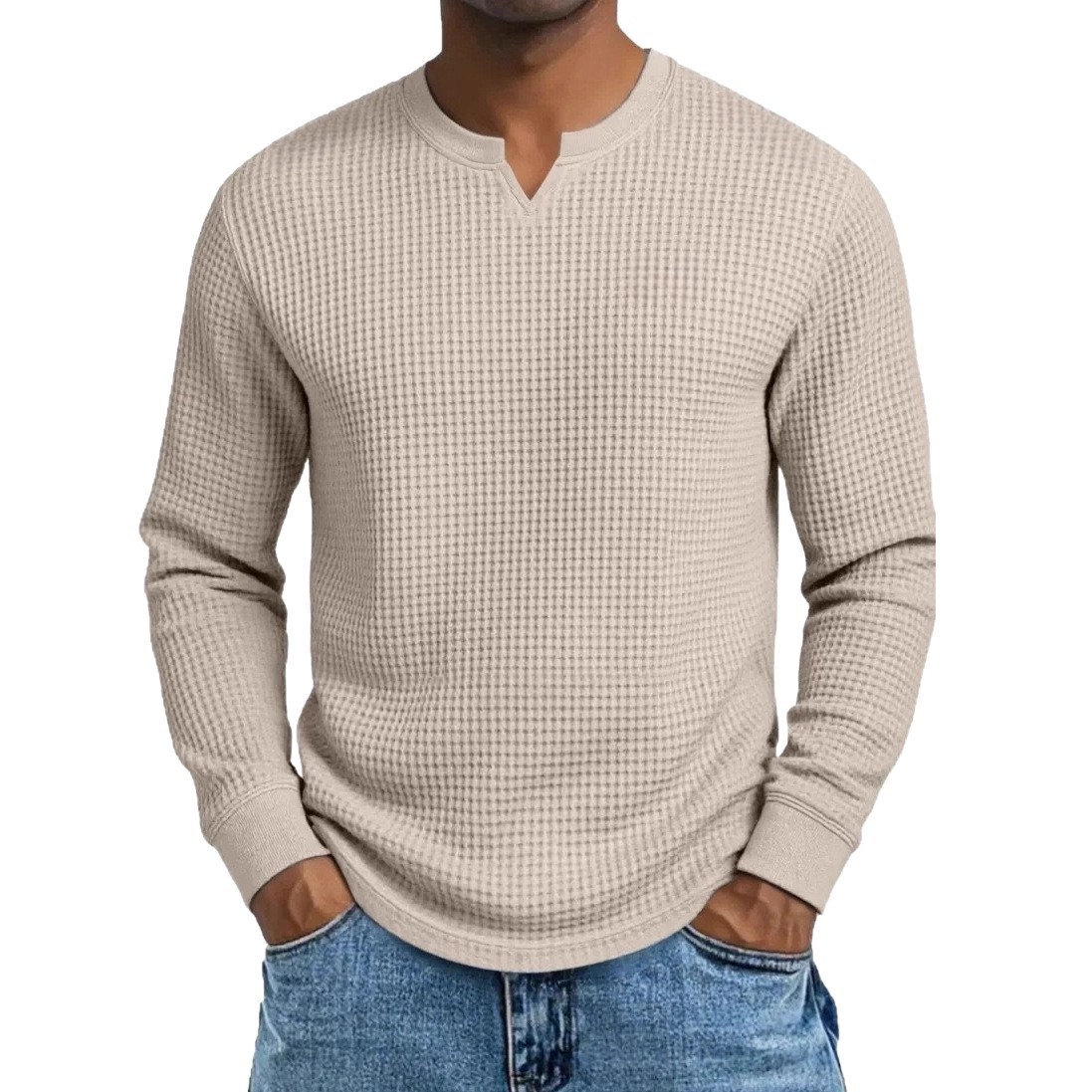 Men's Slim-fit Casual Long-sleeve V-neck Top 3 Men's Slim-fit Casual Long-sleeve V-neck Top - Image 3