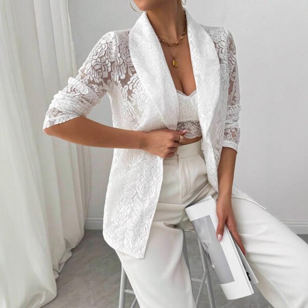 The Resort Edit — Embroidery Jacket White Lace Floral Elegant Blazer