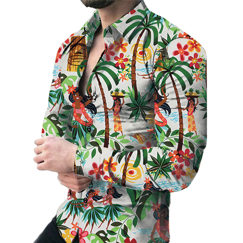 Men's Casual Long Sleeved Large Floral Shirt 8 Men's Casual Long Sleeved Large Floral Shirt - Image 8