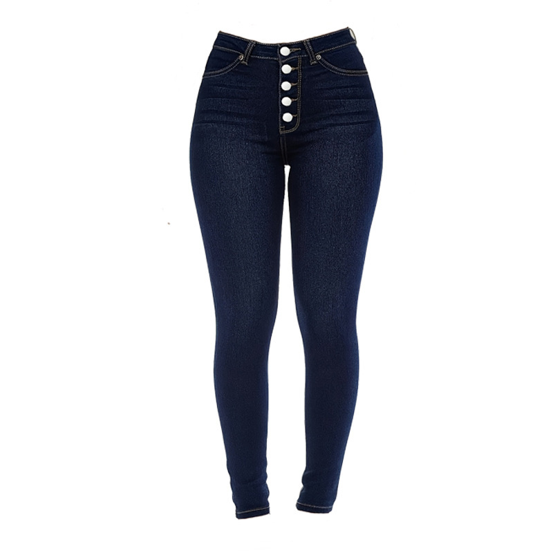 High Waisted Skinny Jeans Multi-Button Slim Fit Denim 2 High Waisted Skinny Jeans Multi-Button Slim Fit Denim - Image 2