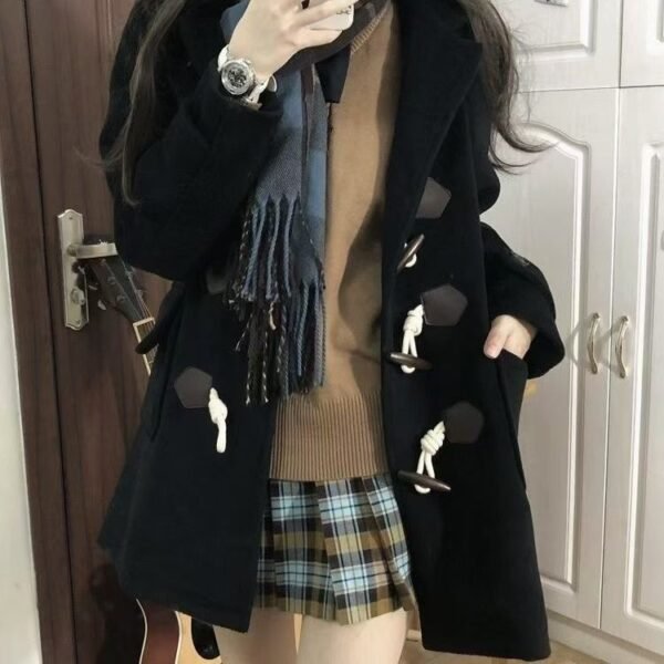 The Resort Edit — Japanese Jk Hooded Horn Button Woolen Coat