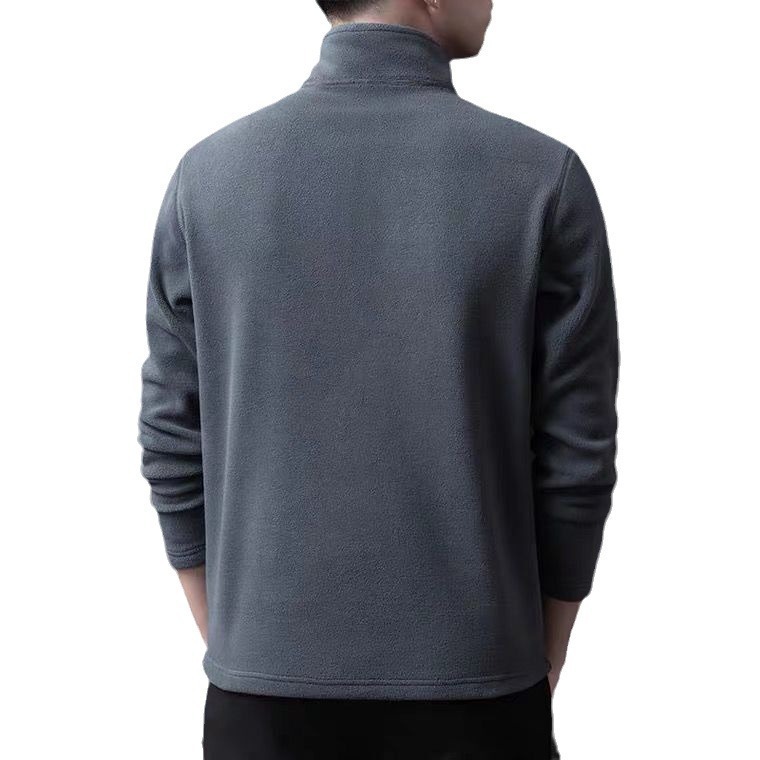 Men's Long-sleeve Mock-neck Fleece Hoodie With Zipperversatile For Winter 3 Men's Long-sleeve Mock-neck Fleece Hoodie With Zipperversatile For Winter - Image 3