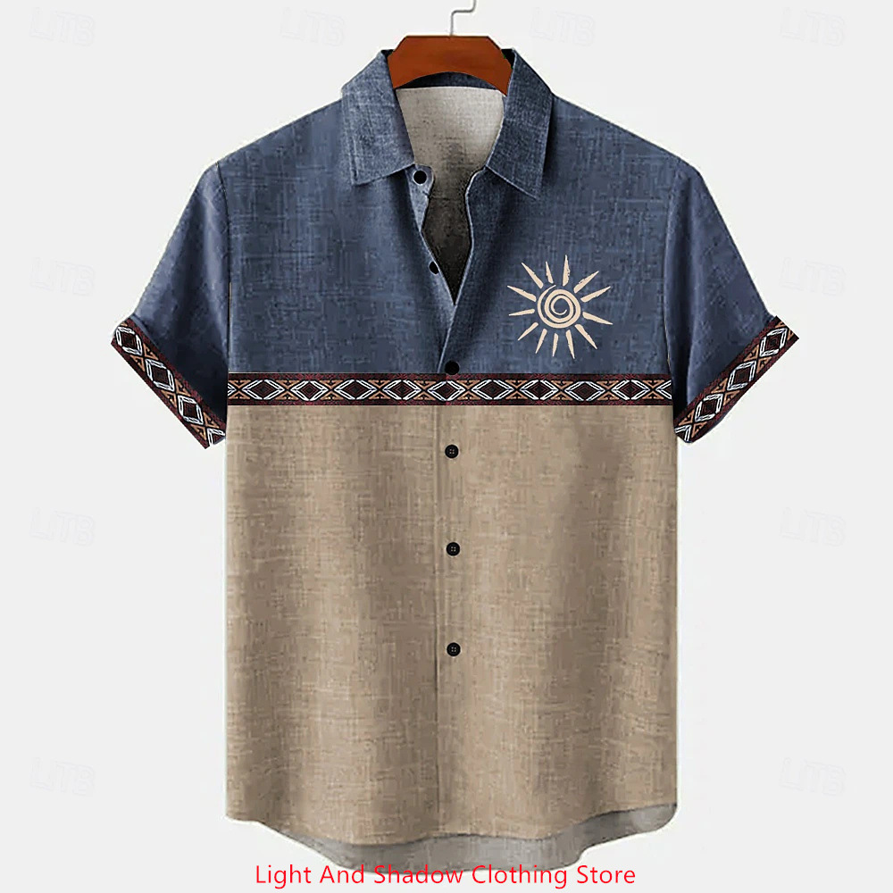 Short-sleeve Patterned Shirt With Printed Buttons And Short-sleeve Patchwork 2 Short-sleeve Patterned Shirt With Printed Buttons And Short-sleeve Patchwork - Image 2