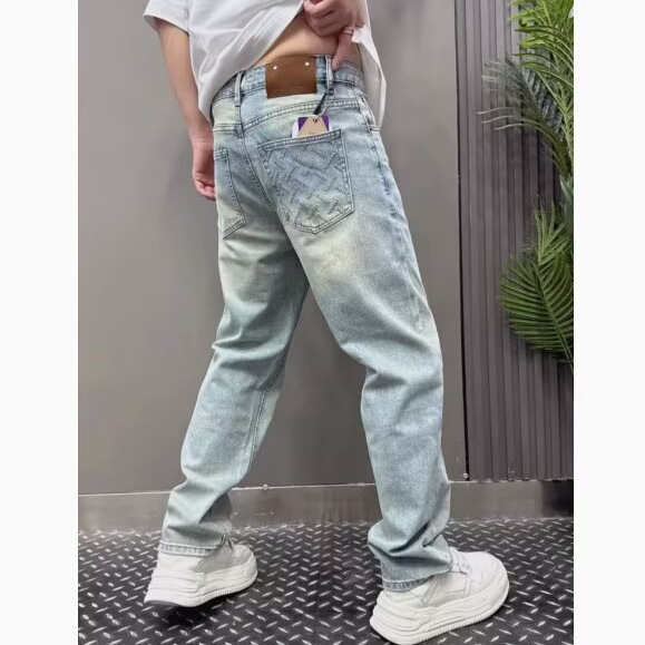 Mens Summer Outfits Mens Light Blue Slim Straight Jeans 4 Mens Summer Outfits Mens Light Blue Slim Straight Jeans - Image 4