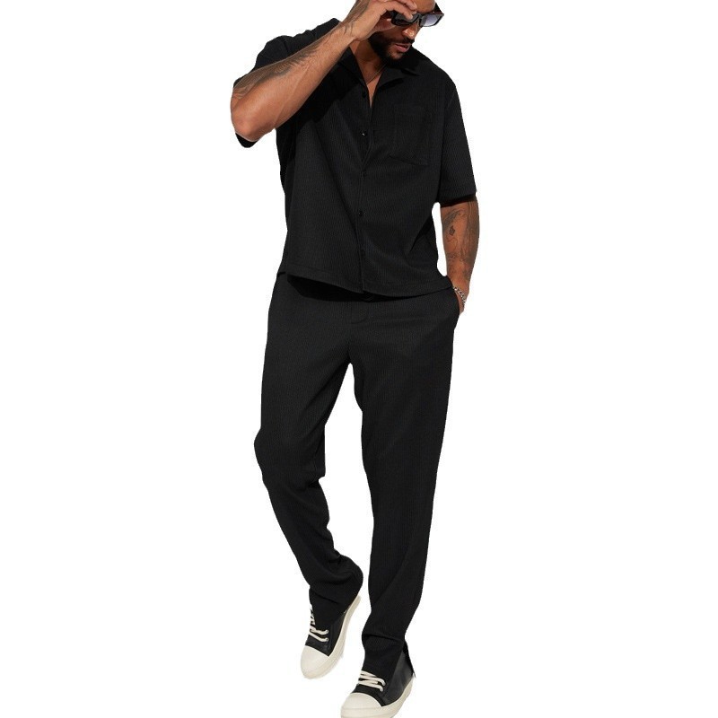 Men's Short Sleeve Shirt Casual Summer Co-ord Suit 3 Men's Short Sleeve Shirt Casual Summer Co-ord Suit - Image 3