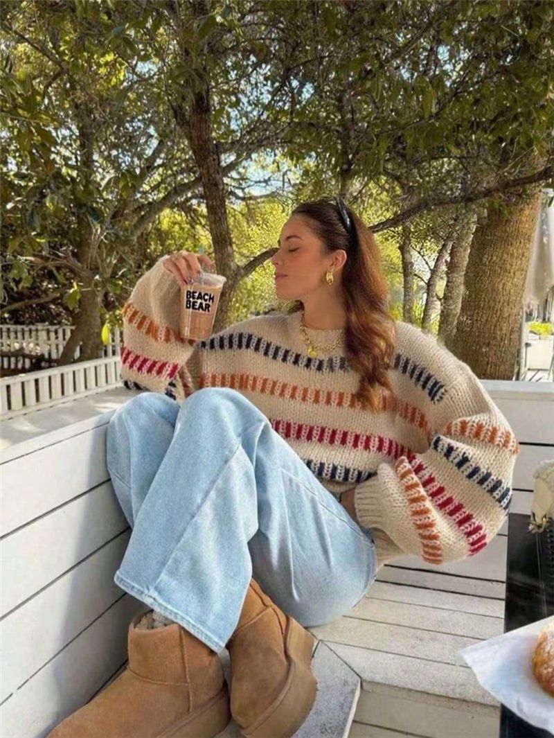 Casual Fashionable Retro Loose-fit Sweater With Batwing Sleeves 5 Casual Fashionable Retro Loose-fit Sweater With Batwing Sleeves - Image 5