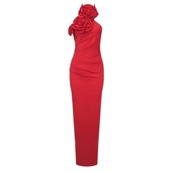 The Resort Edit — Ribbon Flower Halter Long High Sense Dress
