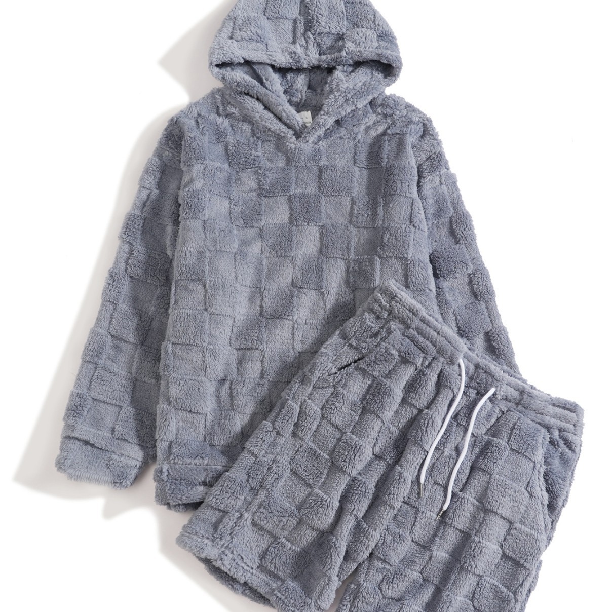 Men's Textured Tracksuit Slim Fit 3D Plaid Loungewear Set 9 Men's Textured Tracksuit Slim Fit 3D Plaid Loungewear Set - Image 9