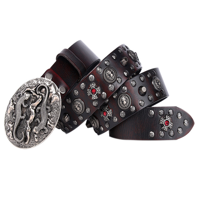 Personality Punk Rivet Men's Leather Belt Performance 5 Personality Punk Rivet Men's Leather Belt Performance - Image 5