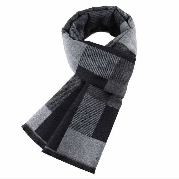 Men's Wool-like Scarf Korean-style Plaid 3 Men's Wool-like Scarf Korean-style Plaid - Image 3