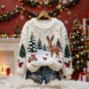 Funny Cat Christmas Jumper Fluffy Fleece Novelty Sweater