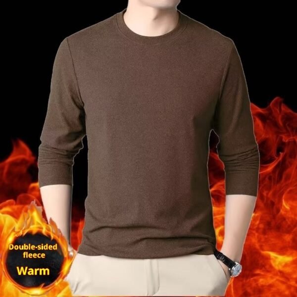 Men's Edit — crew neck t shirt Warm Double-sided Fleece Thermal Top