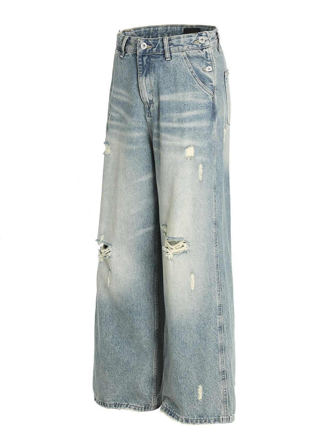 Mens Summer Outfits Mens Light Wash Ripped Straight Jeans 4 Mens Summer Outfits Mens Light Wash Ripped Straight Jeans - Image 4