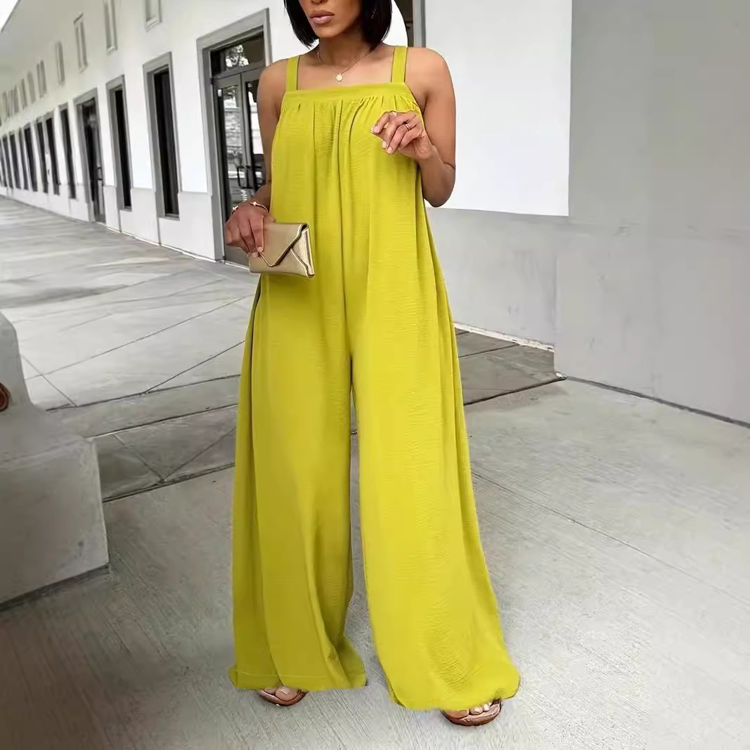 Wide Leg Jumpsuit Casual Loose Elegant Summer V-Neck Romper 1 Wide Leg Jumpsuit