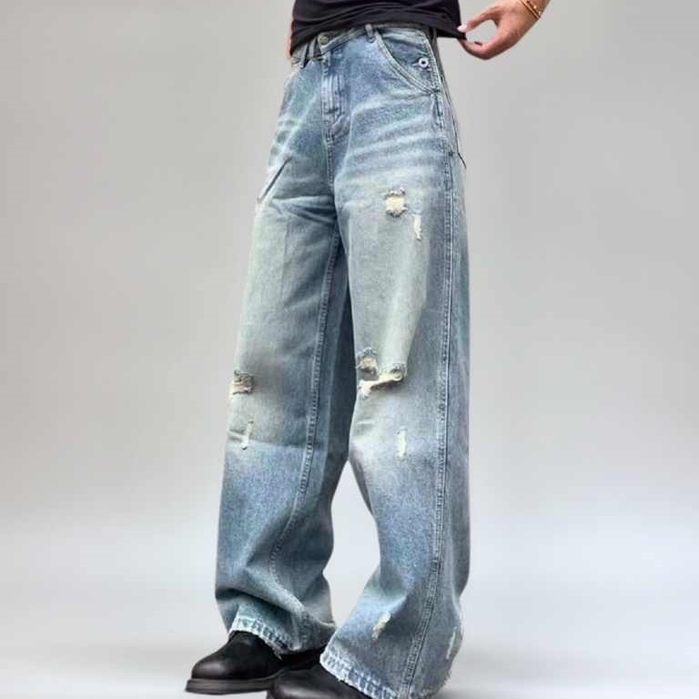 Mens Summer Outfits Mens Light Wash Ripped Straight Jeans 1 Mens Light Wash Ripped Straight Jeans