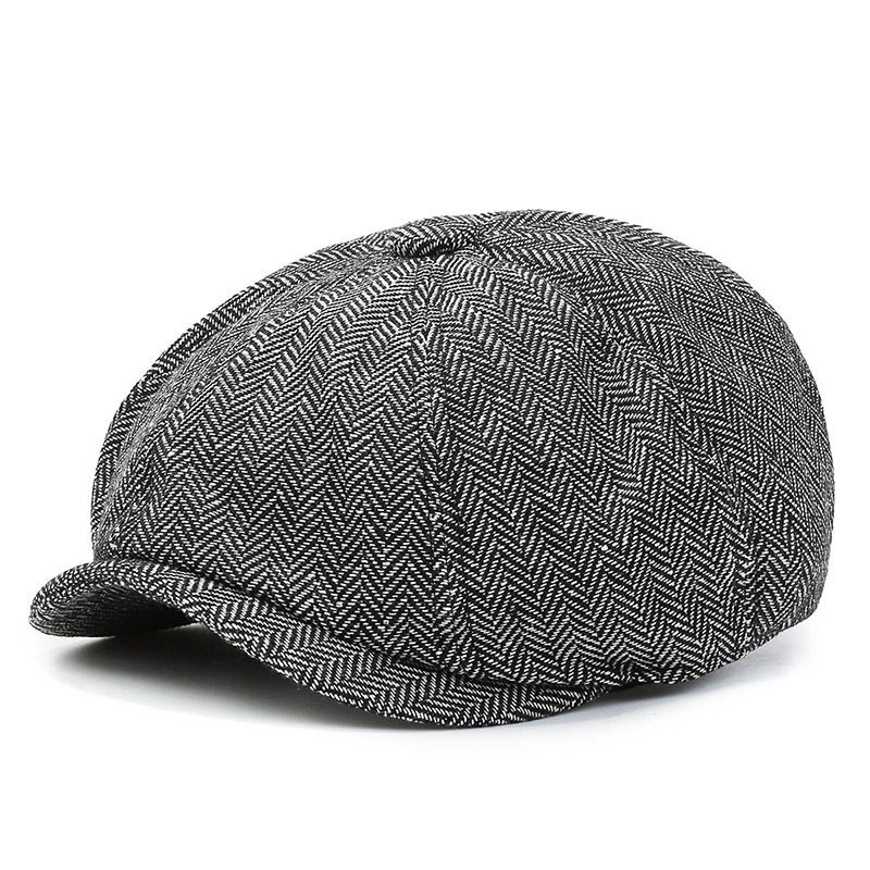 Herringbone Peaked Cap Middle-aged And Elderly Beret 6 Herringbone Peaked Cap Middle-aged And Elderly Beret - Image 6