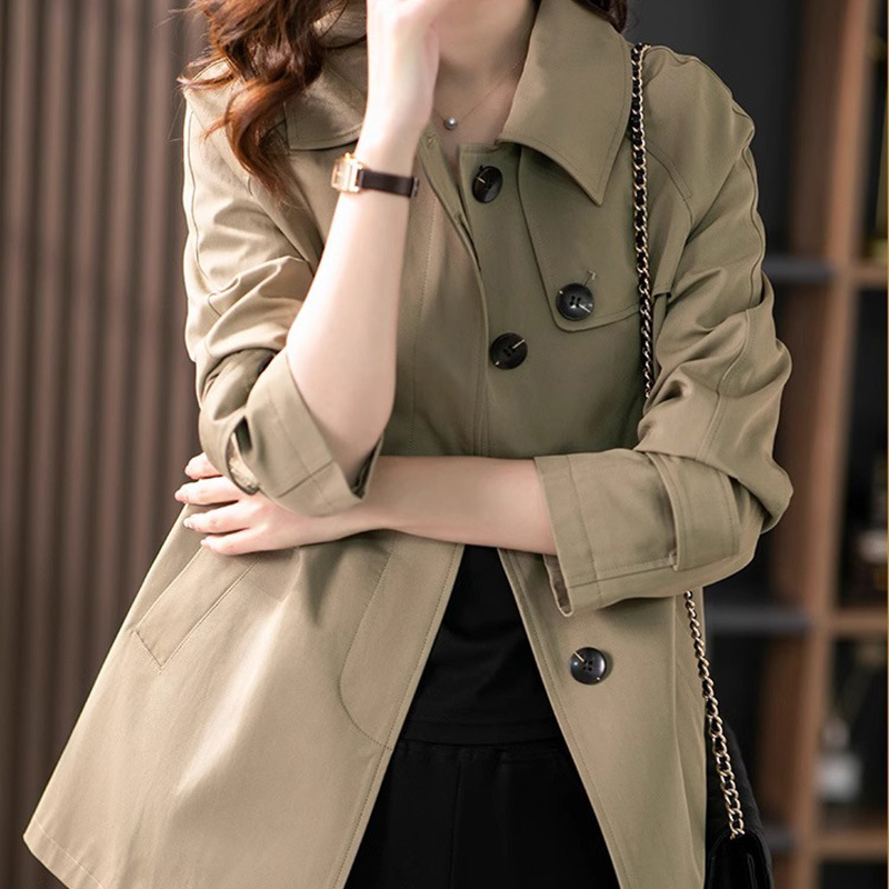 Short Trench Jacket British Style Women's Textured Coat 2 Short Trench Jacket British Style Women's Textured Coat - Image 2