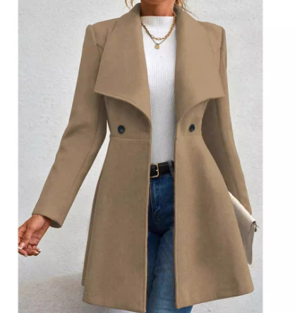 Slim-fit Long Fashion Lapel Women's Wool Coat 4 Slim-fit Long Fashion Lapel Women's Wool Coat - Image 4