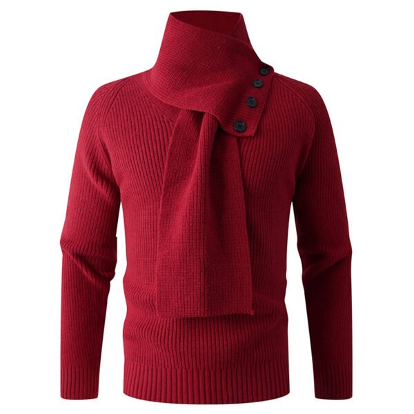 Summer Collection — High Neck Sweater Red Button Detail Ribbed Scarf Jumper