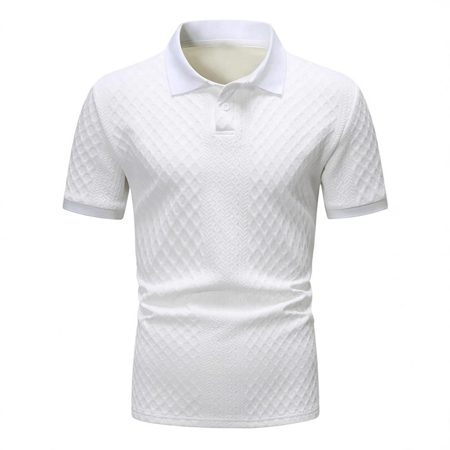 Men's Polo Shirt Jacquard Fabric Button Placket Top 2 Men's Polo Shirt Jacquard Fabric Button Placket Top - Image 2