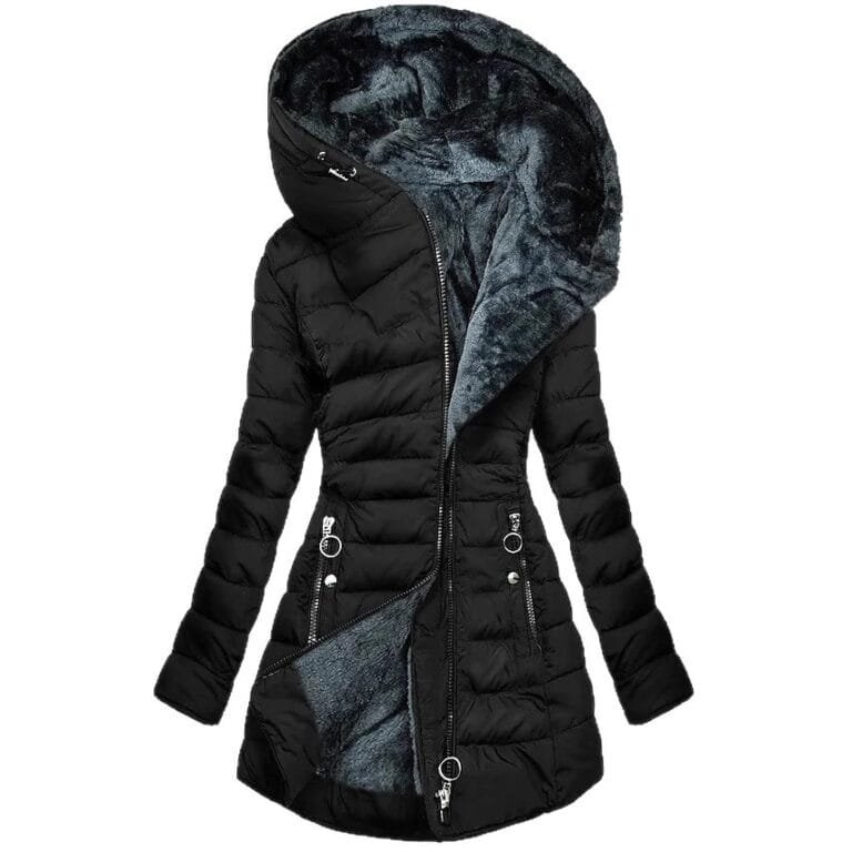 women's fur collar coat — Women's Thick Cotton Coat With A Large Fur Collar | Regal Wear