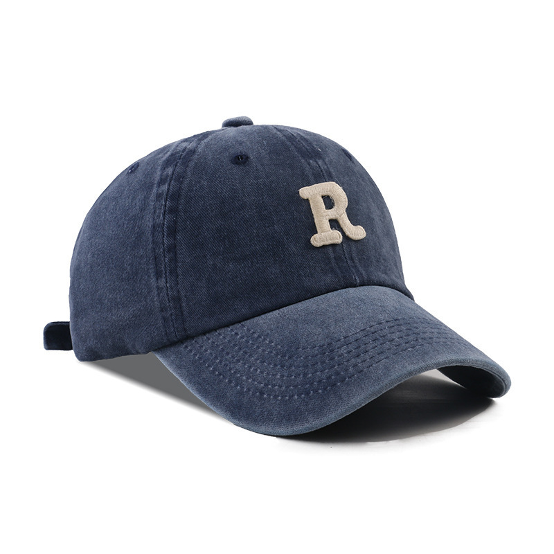 Washed Letter R Stick Ball Cap Casual Patch Sun Hat 2 Washed Letter R Stick Ball Cap Casual Patch Sun Hat - Image 2
