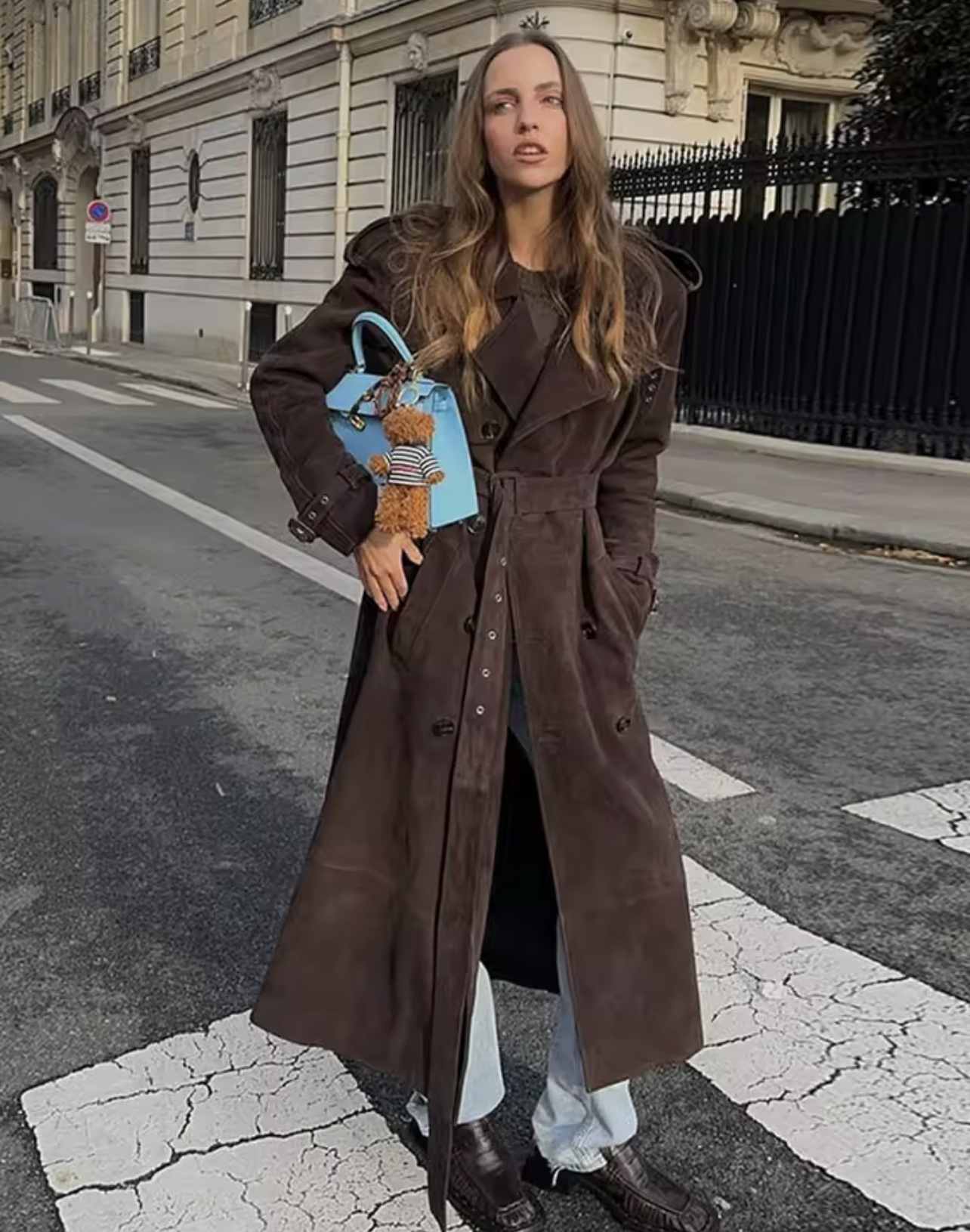 Wool Trench Coat Women's Chic Mid-Length Relaxed Fit Coat 6 Wool Trench Coat Women's Chic Mid-Length Relaxed Fit Coat - Image 6