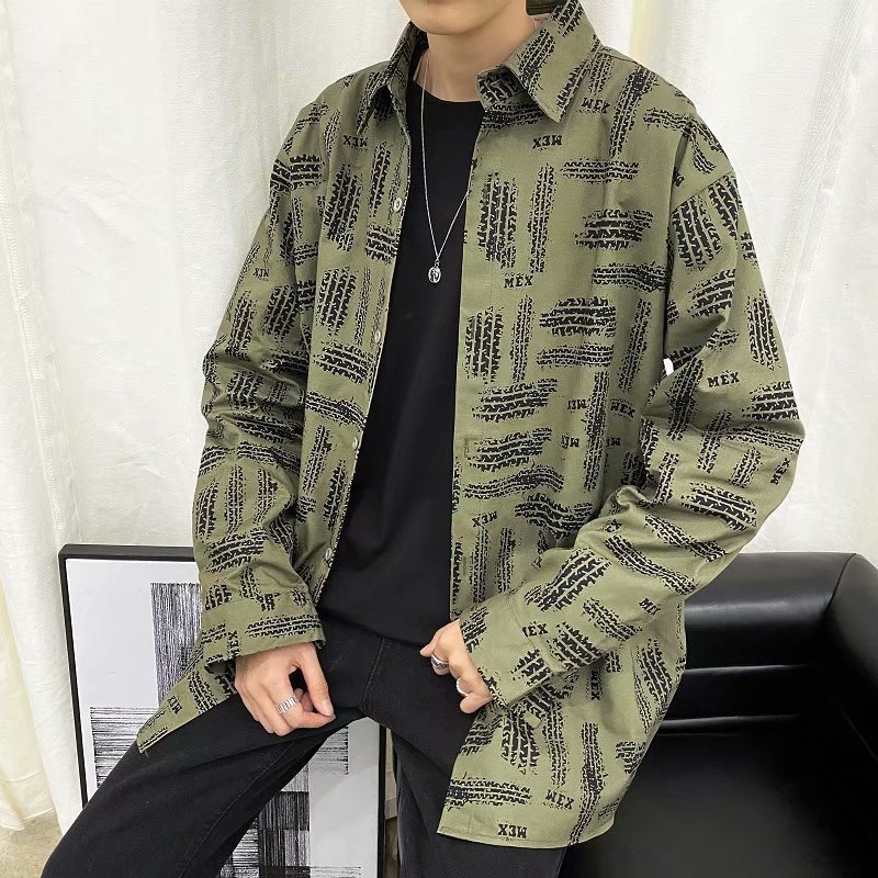 Men's Loose Casual Print Long-sleeve Shirt Jacket 3 Men's Loose Casual Print Long-sleeve Shirt Jacket - Image 3