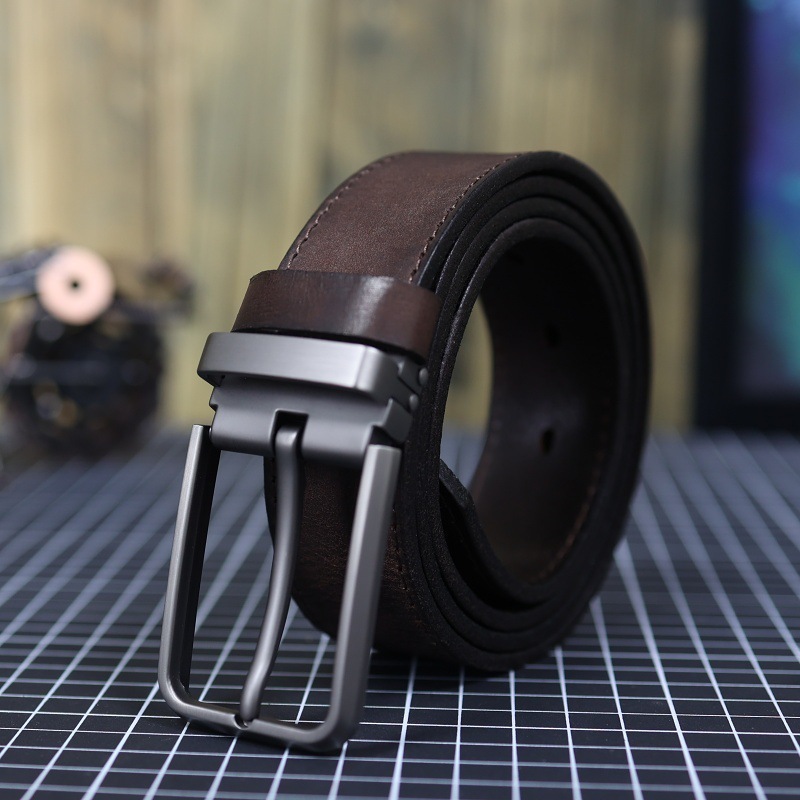 Men's Vintage Genuine Leather Belt With Pin Buckle 2 Men's Vintage Genuine Leather Belt With Pin Buckle - Image 2
