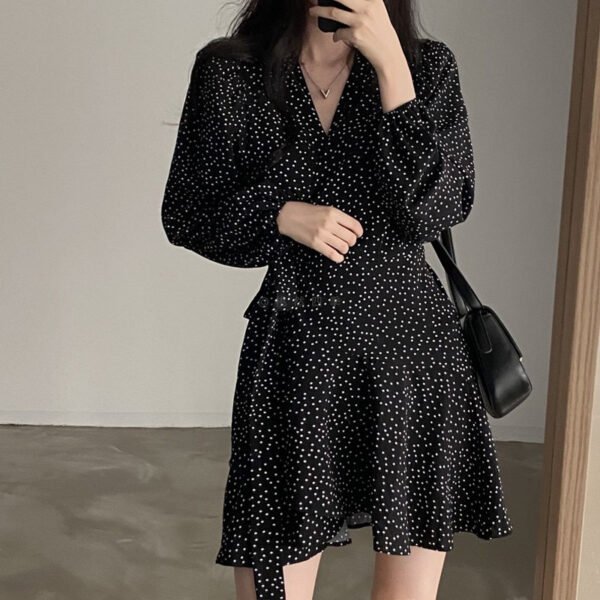 The Resort Edit — Polka Dot Dress Monochrome V-Neck Wrap Mini