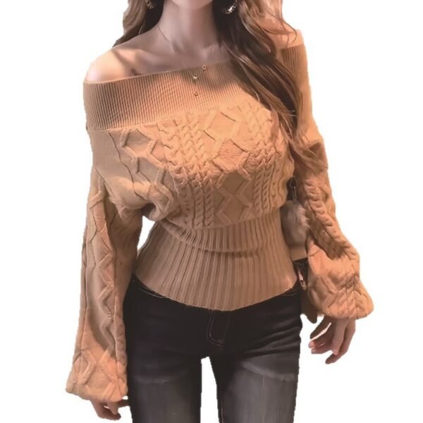 Men's Edit — Off Shoulder Sweater Cable Knit Bardot Slim Fit Jumper
