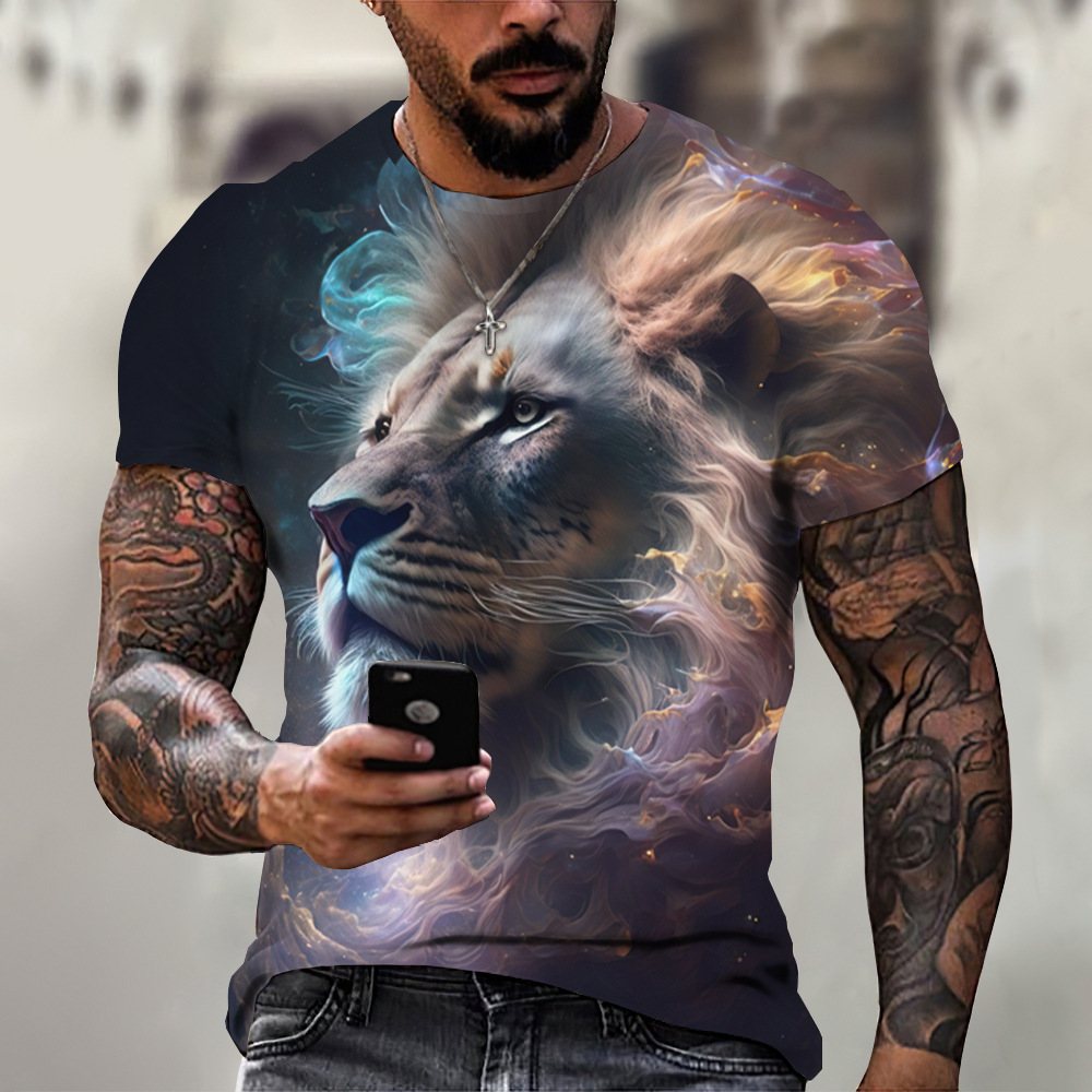 Animal Beast Lion 3D Printed Summer Men's T-shirt 10 Animal Beast Lion 3D Printed Summer Men's T-shirt - Image 10