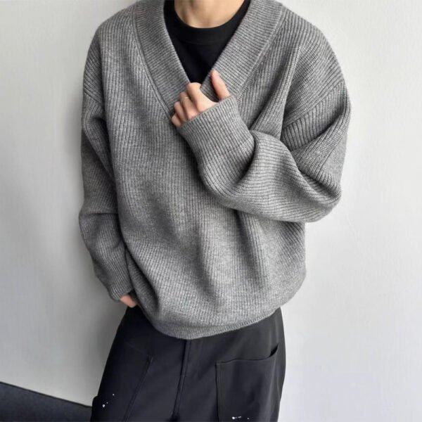 Men's Edit — Men's Cardigan Relaxed V-Neck Knit Layering Sweater