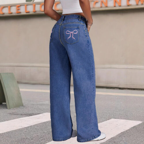Bow Embroidered Jeans