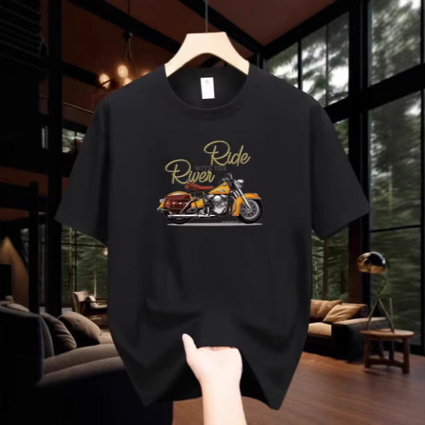 Men's Fashion Casual Loose Plus Size Motorcycle Pattern Printed T-shirt 3 Men's Fashion Casual Loose Plus Size Motorcycle Pattern Printed T-shirt - Image 3