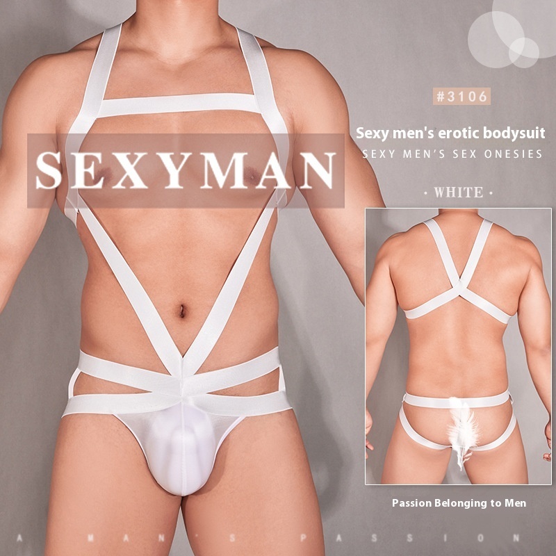 Men's Sexy Body Harness Jumpsuit | Elastic Strap Bodysuit