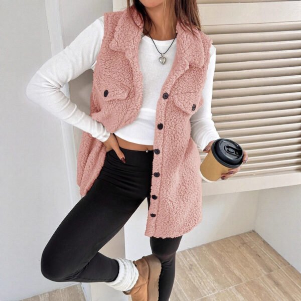 Men's Edit — Plush Vest Cardigan: Lapel Button Teddy European Winter