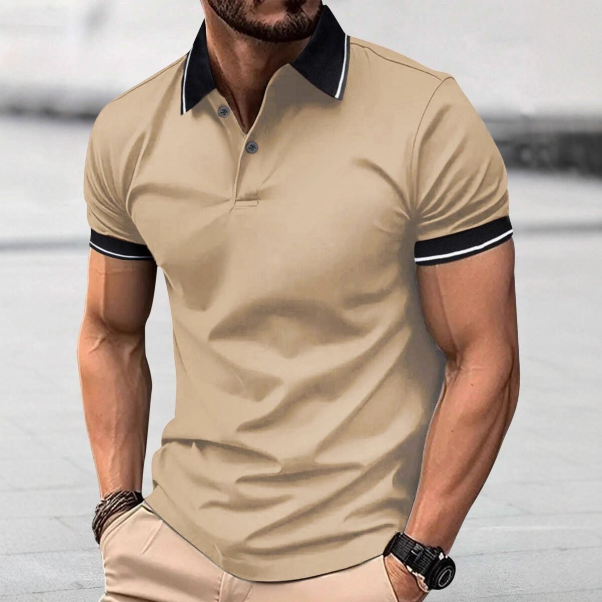 Men's Edit — Men's Summer Polo Shirt Tipped Collar Smart Top