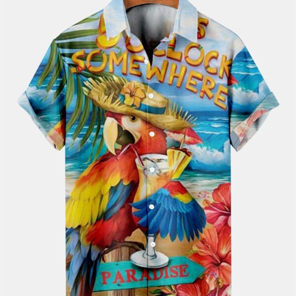 Men's Edit — 3D Print Shirt Men's Tropical Parrot Hawaiian Top