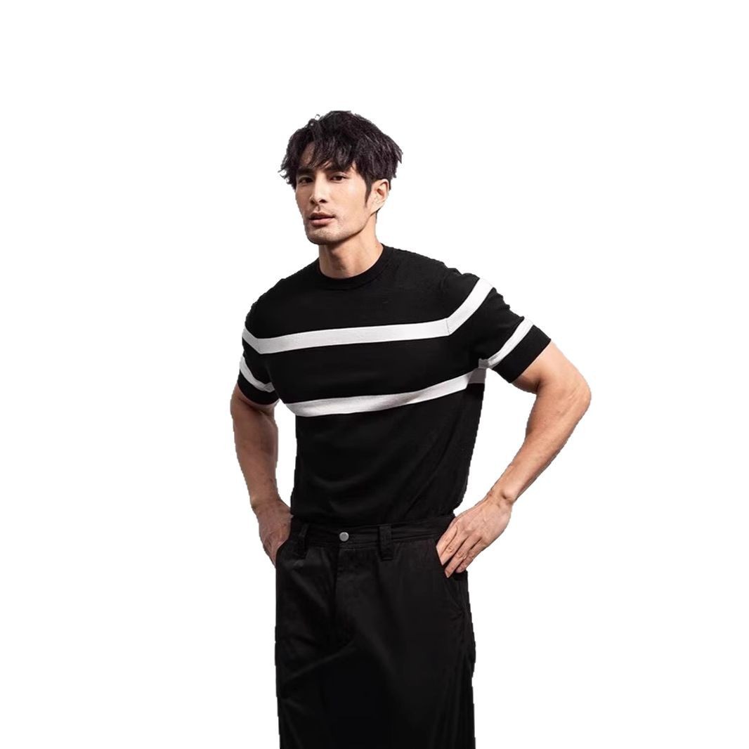 Men's Retro-style Round-neck Knitted Top With Ice Silk Short Sleeves 2 Men's Retro-style Round-neck Knitted Top With Ice Silk Short Sleeves - Image 2