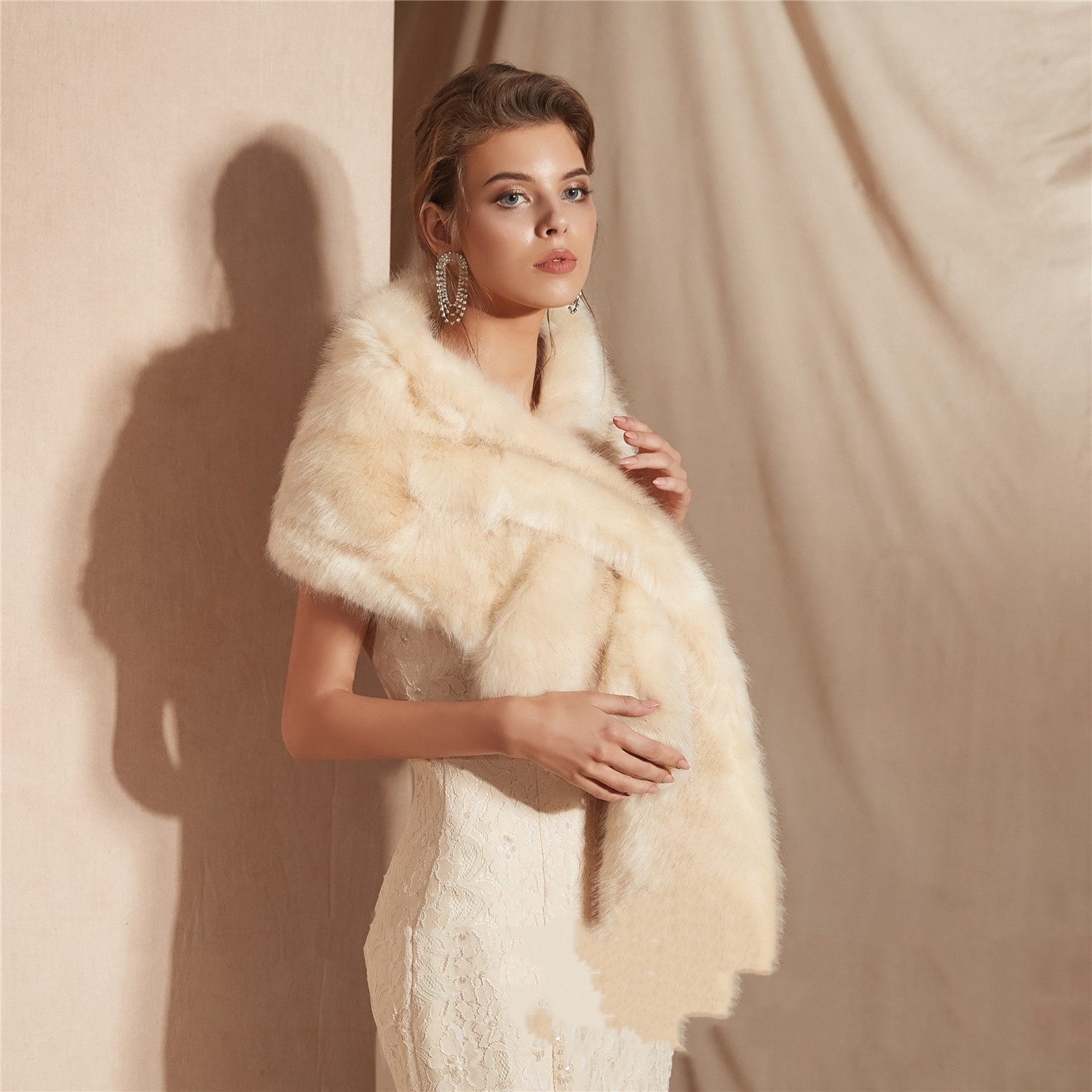 Winter Faux Fox Fur Bridal Fur Shawl 3 Winter Faux Fox Fur Bridal Fur Shawl - Image 3