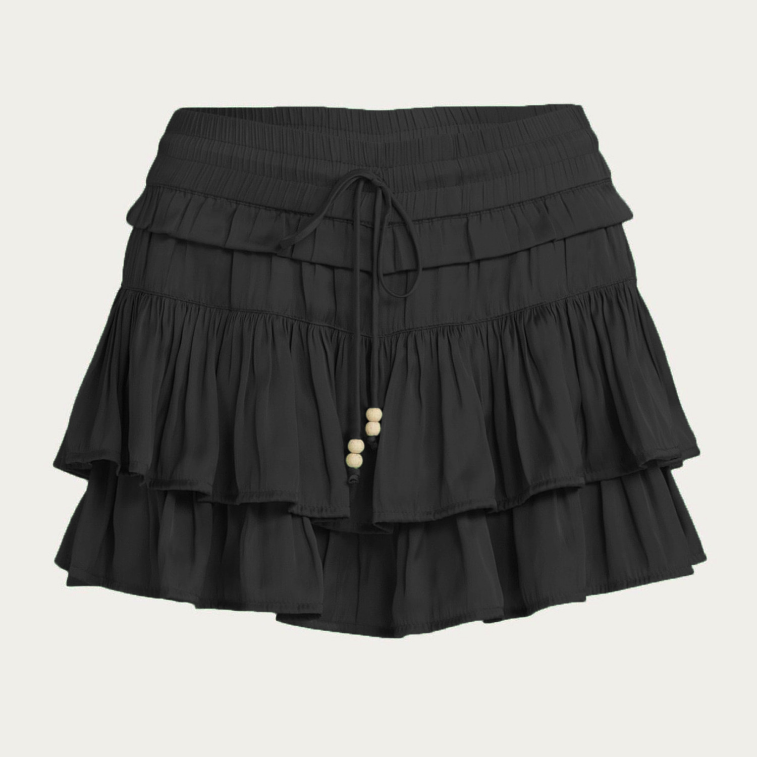 Short Skirt Brown Tiered Ruffle Mini Skort with Liners 8 Short Skirt Brown Tiered Ruffle Mini Skort with Liners - Image 8