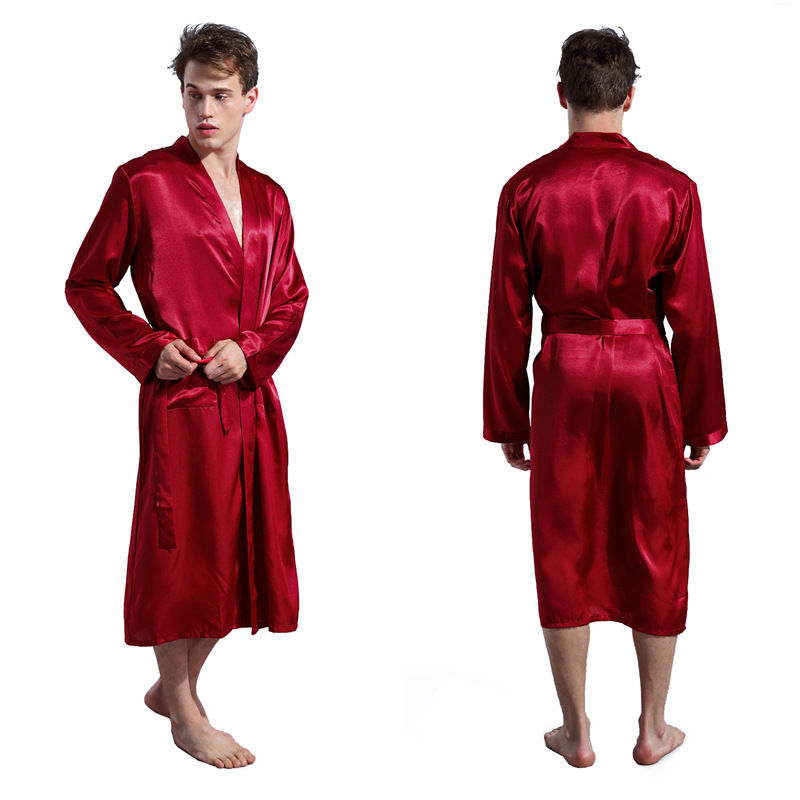 Men's Silk Robe Thin Satin Lightweight Dressing Gown 9 Men's Silk Robe Thin Satin Lightweight Dressing Gown - Image 9