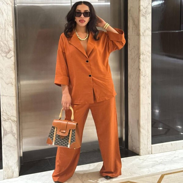 The Resort Edit — Two Piece Set Single Breasted Shirt & High Waisted Pants