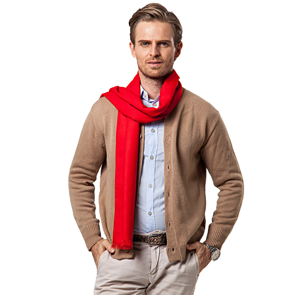 Men's Solid Color Double-sided Velvet Tassel Scarf 2 Men's Solid Color Double-sided Velvet Tassel Scarf - Image 2