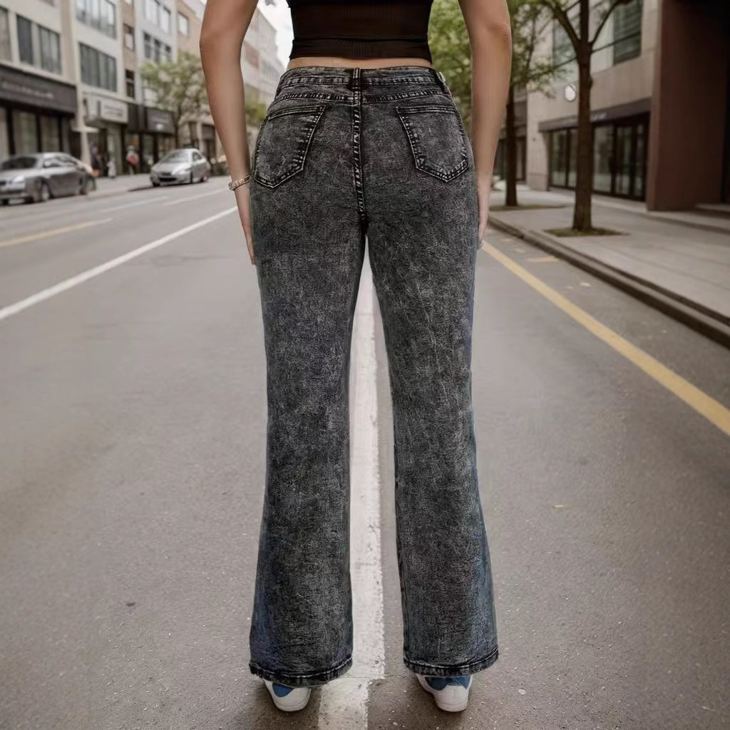 Acid Wash Jeans High Waist Grey Wide Leg Denim 4 Acid Wash Jeans High Waist Grey Wide Leg Denim - Image 4