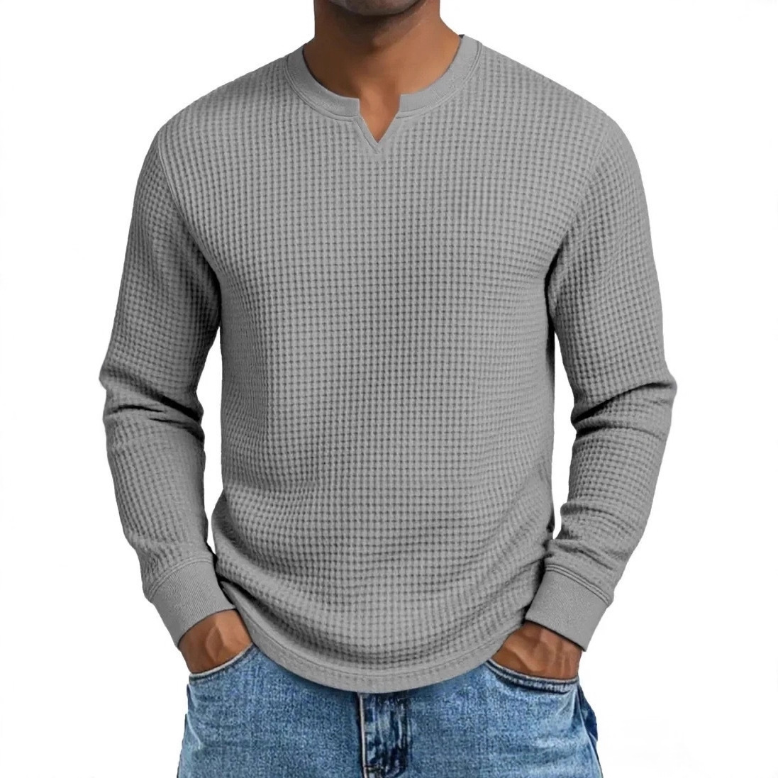 Men's Slim-fit Casual Long-sleeve V-neck Top 5 Men's Slim-fit Casual Long-sleeve V-neck Top - Image 5