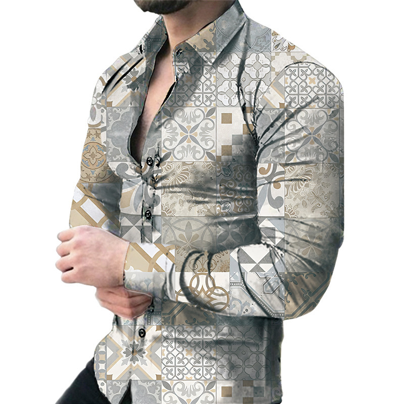 Men's Casual Long Sleeved Large Floral Shirt 10 Men's Casual Long Sleeved Large Floral Shirt - Image 10