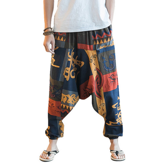 Cotton Linen Harem Pants Men's Loose Casual Boho 1 Cotton Linen Harem Pants
